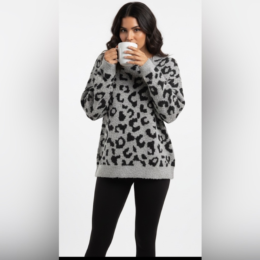 White Birch Leopard Print Sweater